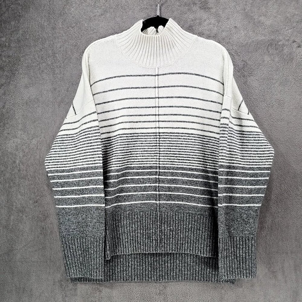 Simply Vera-Vera Wang Ombre Striped Gradient Mock Turtleneck XL Pullover Sweater